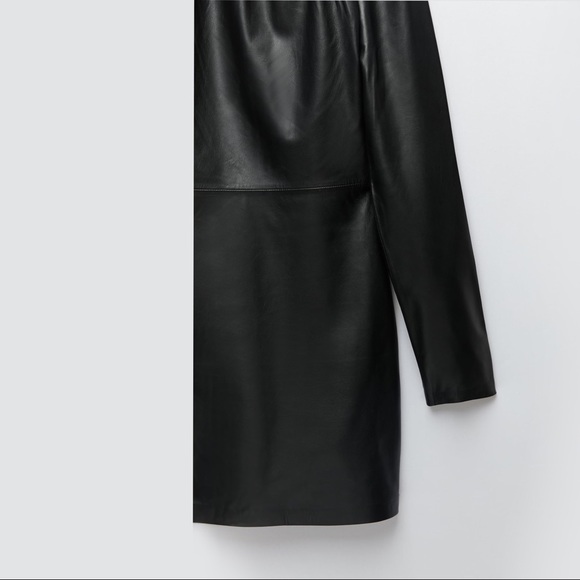 100% Sheep Leather Asymmetric Dress - Picture 3 of 5